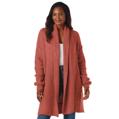 Masseys Favorite Cozy Sweater Cardigan (Size XL) Cinnamon, Acrylic,Polyester