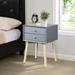 Bedside Table - 2 Drawers, Rubber Wood Legs, Mid-Century Modern Storage Cabinet for Bedroom, Living Room