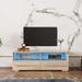 TV Stand for 43 Inch TV, Rustic Entertainment Center Media TV Console Table with 2 Drawers & Color-Changing Light Strips