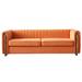 84.25" Luxurious Tufted Velvet Upholstered 3-Seater Sofa with Golden Metal Armrest Design and Line Tufted Backrest