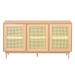 59" Rattan TV Stand for 65/70 inch TV Living Room Storage Console Entertainment Center,3 open doors