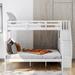 Stairway Bunk Bed Twin Over Full Size with Stairs Storage&Guardrails for Bedroom Dorm, Solid Wood Bunkbeds Frame for Kids, White