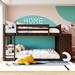 Twin over Twin Size Bunk Bed with Ladder, Convertible Slide, Safety Rail - Solid Wood Frame - Bottom Slats Not Included