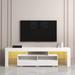 Modern Living Room Furniture TV Stand with 2 Drawers & 2 Open Shelves, TV Cabinet 20-Color RGB LED Lights with Remote