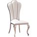 White PU-Classic Leatherette Dining Chair Set of 2 w/ Stripe Side Chairs