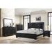 King Size Modern Black Upholstered Panel Bed Faux Diamond Tufted