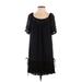 Rebecca Taylor Casual Dress - Party Boatneck Short sleeves: Black Print Dresses - Women's Size 4