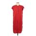 Ann Taylor LOFT Casual Dress - Shift Crew Neck Short sleeves: Red Print Dresses - Women's Size Medium