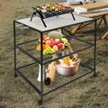 Fichiouy Outdoor Grill Cart Table Food Prep Table for Grill Dining Cart Table