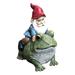 Garden Gnome Statue Outdoor Decor Spring Garden Gnomes Sitting on Frog Statue