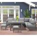 Superjoe Aluminum Outdoor Patio Furniture Set Metal Outside Conversation Sets with Dining Table&2 Ottomans Sectional Sofa Couch Seating Set with Cushion for Backyard Gray