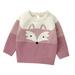 Toddler Baby Girl Boy Cartoon Patchwork Color Block Knit Sweater Warm Sweatshirt Long Sleeve Shirt Tops Knitted Fall Winter Clothes Toddler Sweatshirt Baby Sweaters 3-6 Months Girls