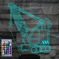 YSTIAN 3D Excavator Truck Night Light Lamp Illusion Night Light 7 Color Changing Touch Switch Table Desk Decoration Lamps Gift Acrylic Flat ABS Base USB Cable Toy