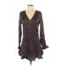 Intermix Casual Dress - Mini Plunge Long sleeves: Black Floral Dresses - Women's Size 4