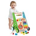 Maxmass Wooden Baby Walker, Multifunctional Toddler Push Along Toy with Counting Beads, Xylophone & Mallet, Shape Sorter and Maze, Interactive Educational Toy Walker for Boys Girls (Multi Color)