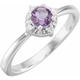 925 Sterling Silver Round 4.5mm Natural Amethyst I2 H+ 0.04 Weight Carat Polished and .04 Diamond Ring Size N 1/2 Jewelry Gifts for Women