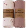 LifeTree Solid Baby Muslin Cloths, 2 Pack Soft Baby Swaddle Blankets for Boys & Girls, Large 47 x 47 inches, Earthy Color, Lightweight
