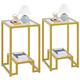 Yaheetech Glass End Table Set of 2, Modern Side Table with Open Shelf & Tempered Glass Top, 2-Tier Square Bedside Table with Sturdy Metal Frame for Living Room Bedroom Small Spaces, Mustard Gold