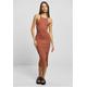 Stillkleid URBAN CLASSICS "Damen Ladies Midi Rib Knit Crossed Back Dress" Gr. 3XL, US-Größen, orange (terracotta) Damen Kleider