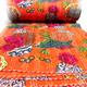 Indian King Size Bedspread Orange Floral Quilt Kantha Throw Quilt Cotton Blanket Bedding Kantha Bed Cover Queen Quilt