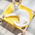 Portable Elevated Pet Cot Bed for Cat Dog Summer Breathable Detachable Raised Cat Kitty Puppy Nest Hammock Lounge Bed Durable Canvas Pine Wood Stand Indoor or Outdoor Use