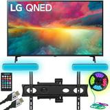LG 50QNED75URA 50 Inch 4K HDR Smart Quantum Dot NanoCell TV (2023) Bundle with Monster TV Full Motion Wall Mount for 32 -70 with 6 Piece Sound Reactive Lighting Kit