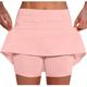 FAIWAD Women s Athletic Shorts Elastic Skirt Short Pants Sports Solid Color Tennis Golf Underwear Shorts (X-Large Pink)