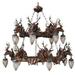 Chandelier Rustic Stag Heads Deer 10-Light Crystal 2-Tier Hand-Cast OK Casting