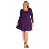 Long Sleeve Knee Length Plus Size Skater Dress