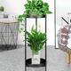 Extra High 31.5" Plant Stand Indoor Tall,Extra Wide 10" 2 Tiers Plant Stand Outdoor, Heavy Duty Metal Tall Plant Stands Indoor,Outdoor Plant Stands Rustproof Rack for Home Garden (31.5 X 10,Black)