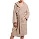 Christy Brixton Hooded Bath Robe | Stylish Textured Weave | Durable Tactile Design | Sustainably Manufactured | Womens Bathrobe | 100% Cotton Dressing Gown | Size Small | Pebble Colour