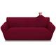 Aisprts Sofa Cover 3 Seater High Stretch Sofa Slipcovers Couch Cover 1-Piece Universal Sofa Protector Living Room Jacquard Armchair Covers Washable Settee Covers, Wine Red, 3 Seater