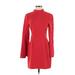 Rachel Zoe Casual Dress - Mini High Neck Long sleeves: Red Print Dresses - Women's Size 2