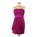 Phoebe Couture Cocktail Dress - Bridesmaid Open Neckline Sleeveless: Purple Print Dresses - Women's Size 10