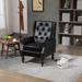 PU Leather Accent Chair,Mid-Century Upholstered Living Room Armchair,Black