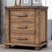 3 Drawer Reclaimed Wood Nightstand with Full Extension Drawer Glides