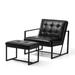 Glitzhome Modern PU Leather Tufted Accent Chair with Ottoman Set