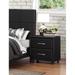 Contemporary Durable Black Faux Leather Covering 1pc Nightstand of Drawers Silver Tone Bar Pulls Stylish Furniture