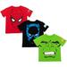 Marvel Avengers Spider-Man Black Panther Hulk Toddler Boys 3 Pack T-Shirts Toddler to Big Kid