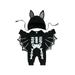 Karuedoo Infant Baby Girls Boys Halloween Outfits Skeleton Print Bat Long Sleeve Jumpsuit with Hat