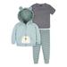 Gerber Baby and Toddler Boy Hoodie Tee and Active Pant 3-Piece Sizes 0/3 Months-5T