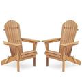 Fithood Wooden Outdoor Folding Chair Set of 2 Wood Lounge Patio Chair for Garden Garden Lawn Backyard Deck Pool Side Fire Pit Half Assembled