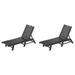 WestinTrends Malibu Outdoor Chaise Lounge Set of 2 All Weather Poly Lumber Patio Pool Lounge Chair with 5 Posistions Backrest Gray