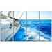 Design Art White Sailing Yacht in Blue Sea 4 Piece Photographic Print on Wrapped Canvas Set