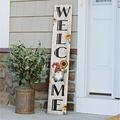 Welcome Gnome Holding Sunflower Welcome Sign And Porch Leaner For Front Door Porch Yard Deck Patio Or Wall - Indoor Outdoor Decorative Farmhouse Rustic Vertical Home Decor â€“ 8â€�X46.5â€�