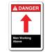 Danger Sign - Men Working Above (Arrow Up) 7 x10 Plastic Safety Sign ansi osha