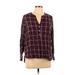 Old Navy Long Sleeve Button Down Shirt: Burgundy Tops - Women's Size Medium