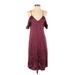 Wilfred Casual Dress - Midi Plunge Sleeveless: Burgundy Print Dresses - Women's Size X-Small
