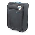 Pierre Cardin Soft Sided 21 Inch Suitcase with Wheels - KLM Flybe Emirates Cabin Approved Fits Into 55x40x20 Luggage Cage Soft Shell | Light 2.25kg 55cm 33L CL614 (Charcoal & Light Blue, Small)