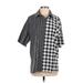 Solid & Striped Short Sleeve Blouse: Black Checkered/Gingham Tops - Women's Size Small